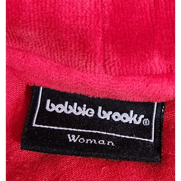 Bobbie Brooks Red Velour Full Zip Hoodie With Pockets 2XL Plus Lightweight - Picture 5 of 6